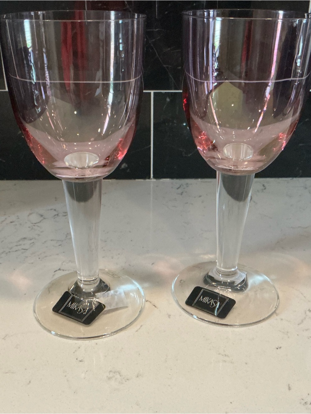 Mikasa Kensington ruby iridescent wine water goblets glasses set of 2 7 1/2”